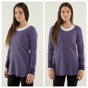 lululemon open your heart purple striped long sleeve shirt